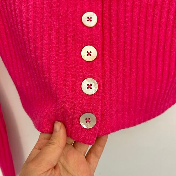 Aritzia Wilfred Cropped Ribbed Long Sleeve Halo Cardigan Sweater Size S Pink - Picture 5 of 6